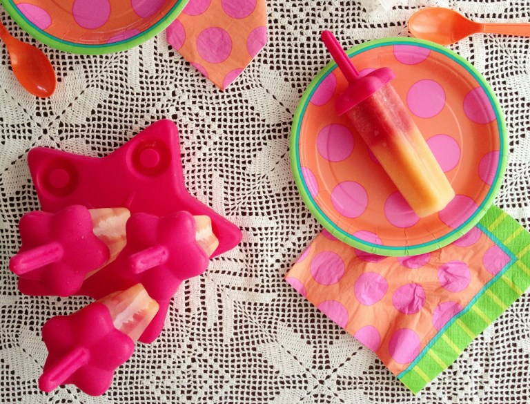 Cantaloupe Honey & Strawberry Watermelon Popsicles