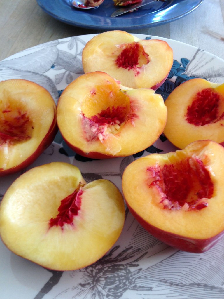 Peaches halved & pitted